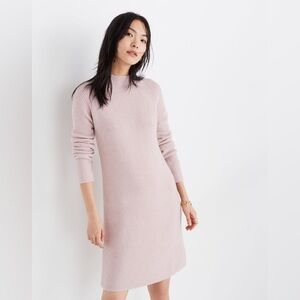 New MADEWELL Northfield Mockneck Sweater Dress Midi Fall Pastel Pink Size Medium